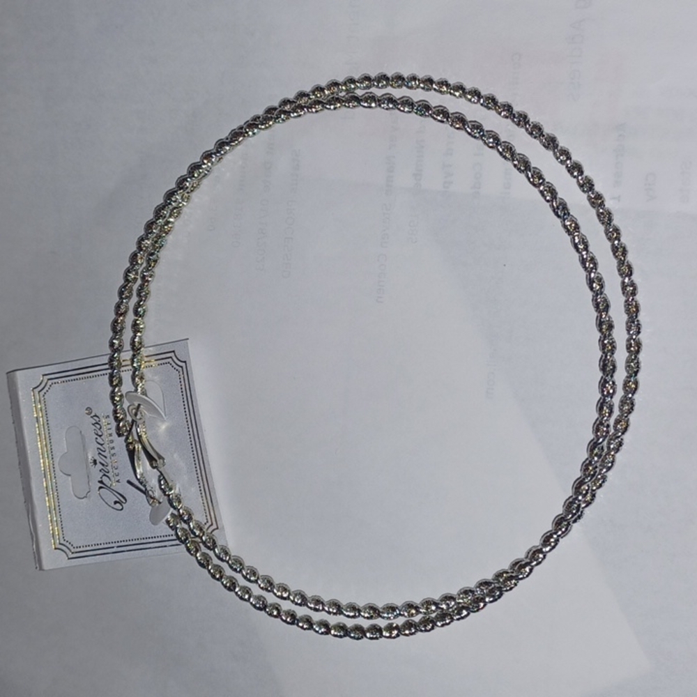 Huge Princess silver rope hinge hoop earrings, 5" diameter